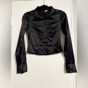 Satin Like Cropped Button Up | Y2K Cropped Button Up